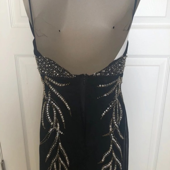 Black Beaded Night Moves Prom Evening Gown Sz 2 - Picture 6 of 8